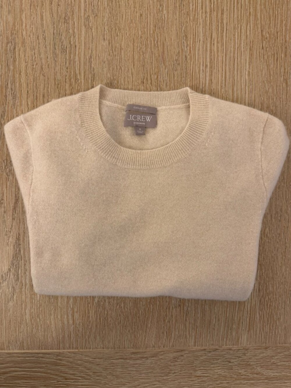 J.Crew Cashmere Classic-Fit Crewneck Sweater Heather Oatmeal Size M